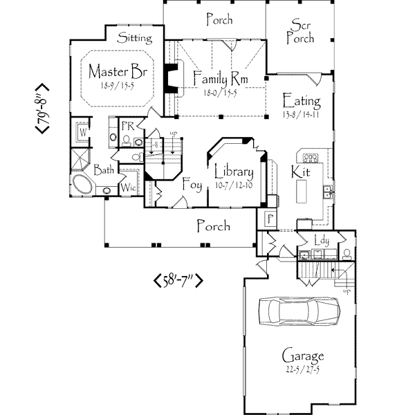 Craftsman Floor Plan - Main Floor Plan #71-120