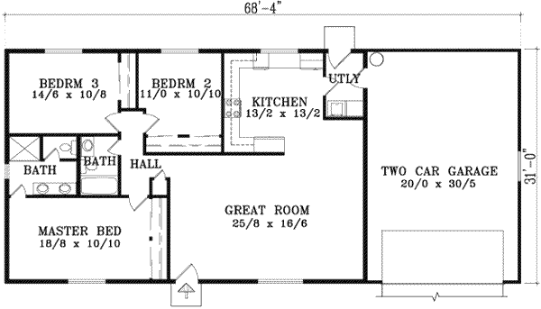 Ranch Floor Plan - Main Floor Plan #1-1263