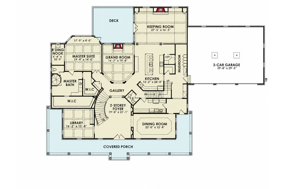 Floor Plan - Main Floor for Traditional House Plan #54-720 - 6 bed, 4 bath