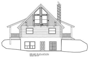 Exterior - Rear Elevation for Log House Plan #117-110 - 4 bed, 2 bath