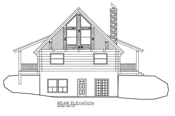 Exterior - Rear Elevation for Log House Plan #117-110 - 4 bed, 2 bath