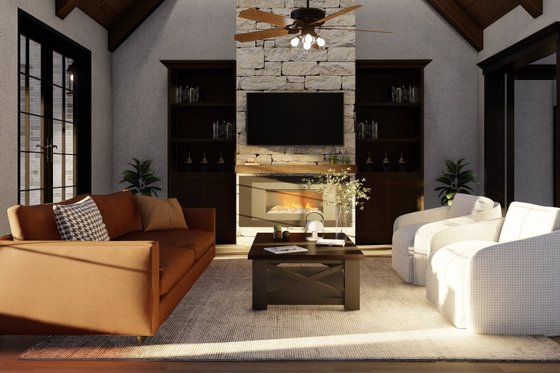 Interior - Family Room for European House Plan #17-2523 - 4 bed, 2.5 bath