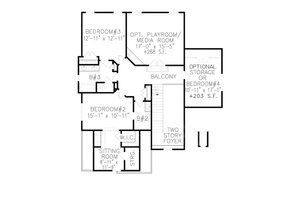 Floor Plan - Upper Floor for Traditional House Plan #54-490 - 3 bed, 3.5 bath