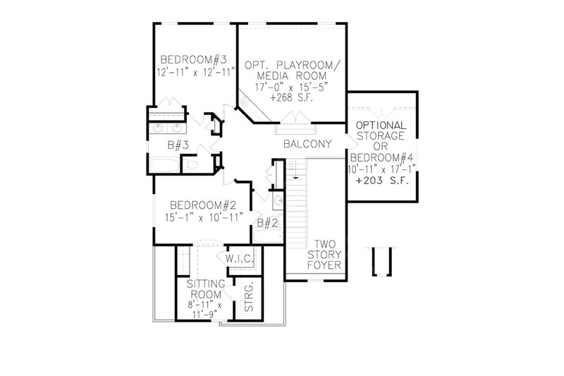 Dream House Plan - Floor Plan - Upper Floor for Traditional House Plan #54-490 - 3 bed, 3.5 bath