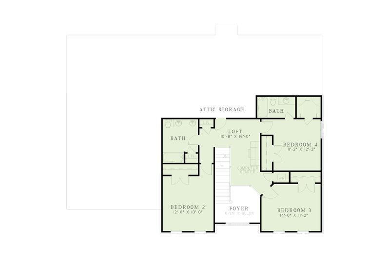 Home Plan - Floor Plan - Upper Floor for Traditional House Plan #17-2673 - 4 bed, 3.5 bath