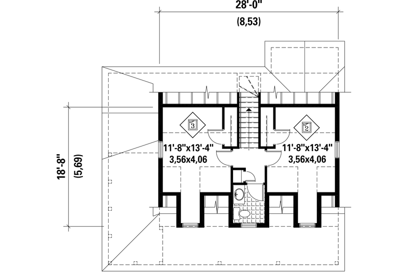 Architectural House Design - Floor Plan - Upper Floor for Country House Plan #25-4748 - 3 bed, 2 bath