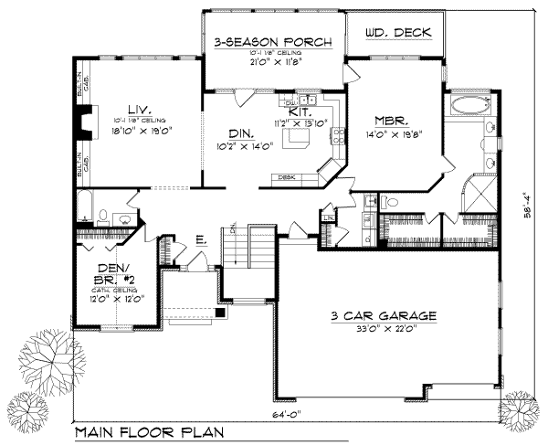 House Blueprint - Traditional Floor Plan - Main Floor Plan #70-250