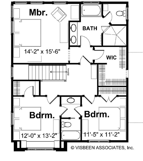 Dream House Plan - Floor Plan - Upper Floor for Farmhouse House Plan #928-423 - 3 bed, 2.5 bath