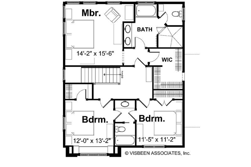 Dream House Plan - Floor Plan - Upper Floor for Farmhouse House Plan #928-423 - 3 bed, 2.5 bath