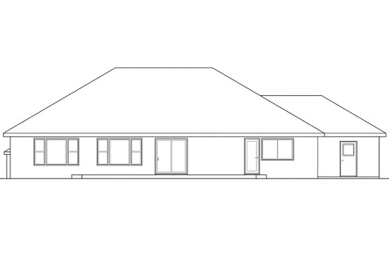 Exterior - Rear Elevation for Mediterranean House Plan #124-540 - 3 bed, 2 bath