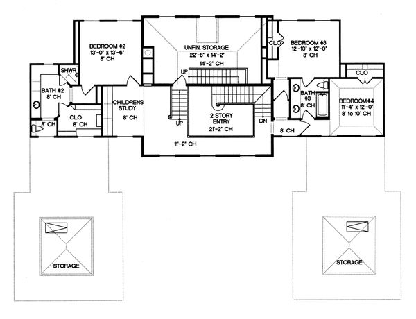 House Blueprint - European Floor Plan - Upper Floor Plan #20-1117