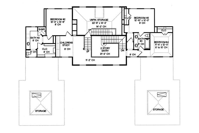 Architectural House Design - Floor Plan - Upper Floor for European House Plan #20-1117 - 4 bed, 3.5 bath