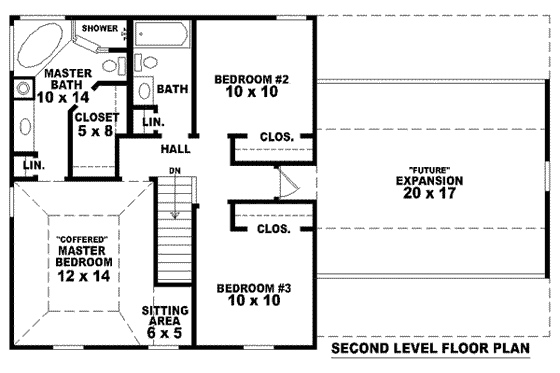 Floor Plan - Upper Floor for European House Plan #81-1365 - 3 bed, 2.5 bath