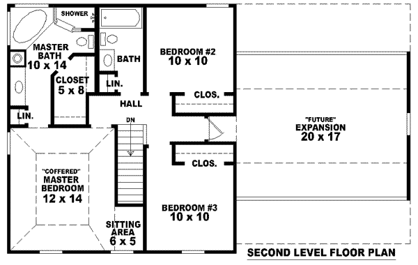 Floor Plan - Upper Floor for European House Plan #81-1365 - 3 bed, 2.5 bath