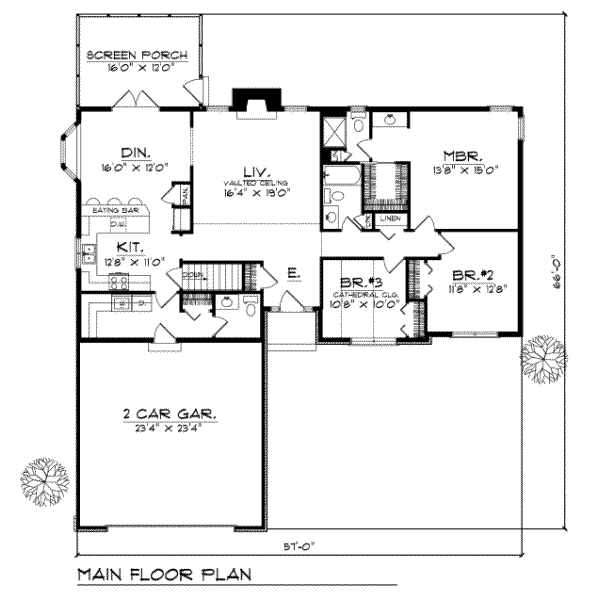 House Plan Design - Traditional Floor Plan - Main Floor Plan #70-174