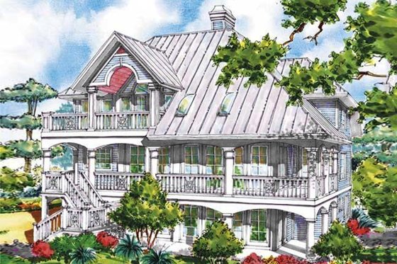 Exterior - Rear Elevation for Victorian House Plan #930-64 - 3 bed, 3.5 bath
