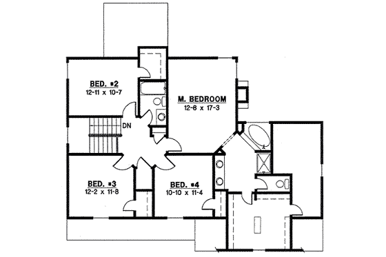 Floor Plan - Upper Floor for Traditional House Plan #67-797 - 4 bed, 2 bath