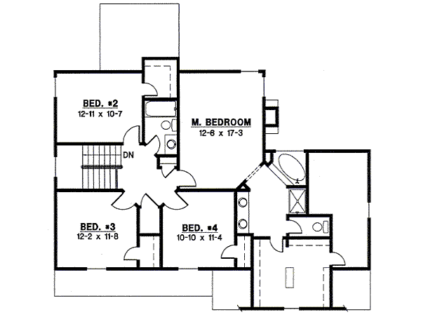 Traditional Floor Plan - Upper Floor Plan #67-797