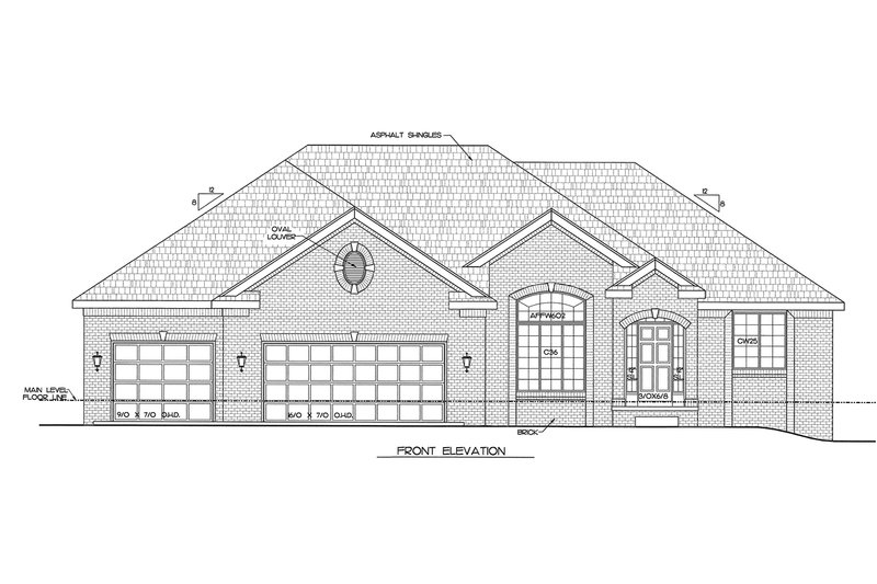 House Blueprint - Exterior - Front Elevation 3 for European House Plan #20-2151 - 3 bed, 2 bath