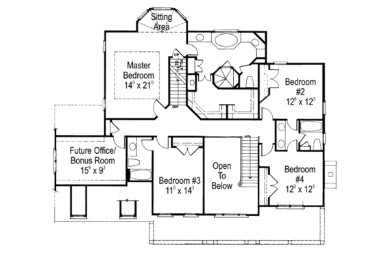 Floor Plan - Upper Floor for Country House Plan #429-24 - 5 bed, 4 bath