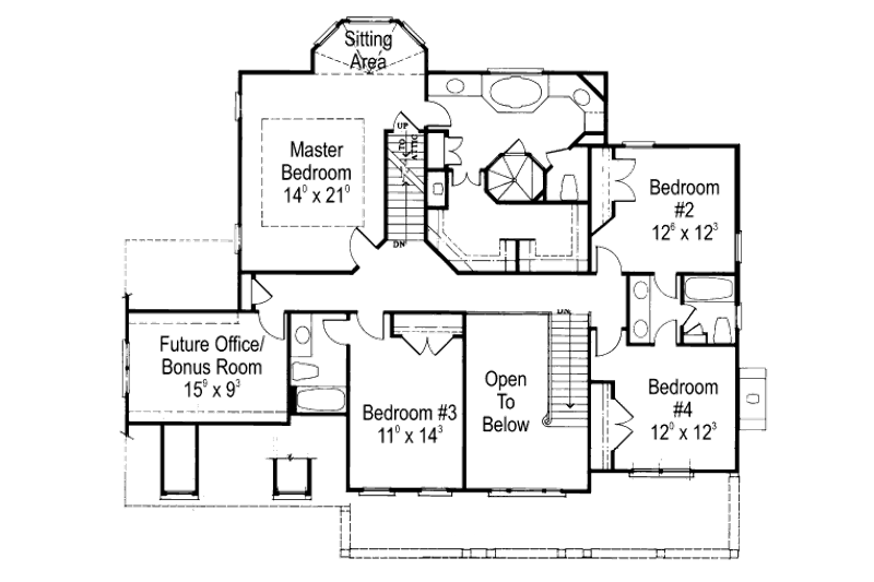 Architectural House Design - Floor Plan - Upper Floor for Country House Plan #429-24 - 5 bed, 4 bath