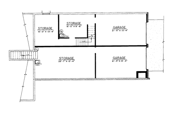 Floor Plan - Lower Floor for Ranch House Plan #303-299 - 3 bed, 1 bath
