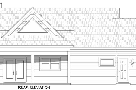 Exterior - Rear Elevation for Prairie House Plan #932-967 - 2 bed, 2 bath