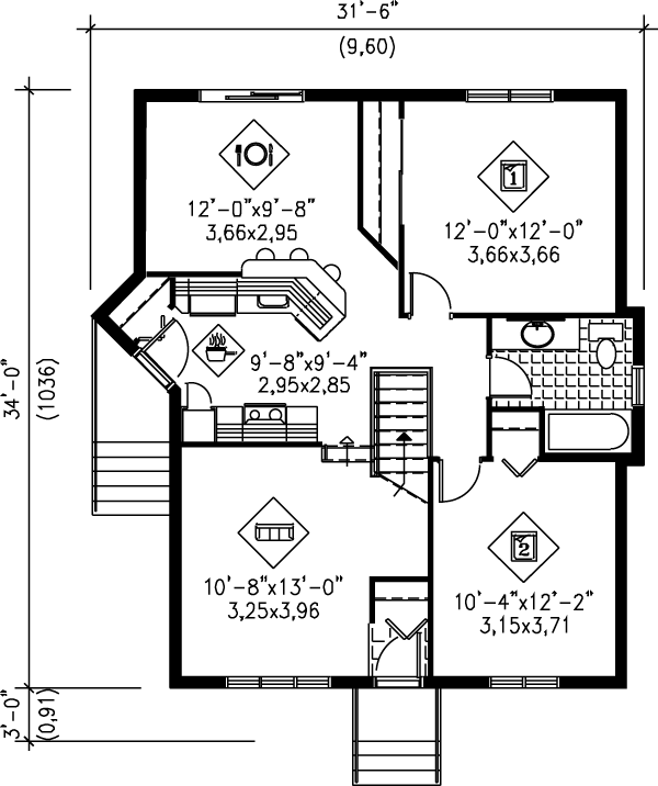 Contemporary Floor Plan - Main Floor Plan #25-195