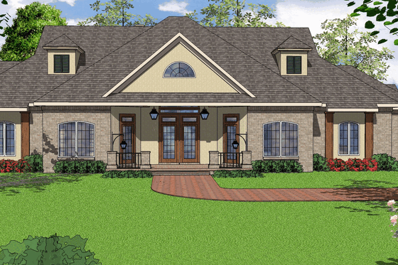 Exterior - Front Elevation for Southern House Plan #8-203 - 3 bed, 2.5 bath