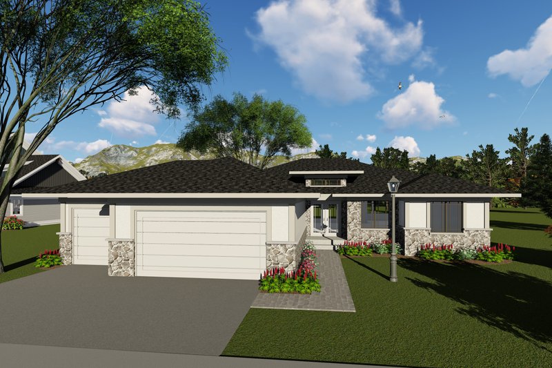 Dream House Plan - Modern Exterior - Front Elevation Plan #70-1417