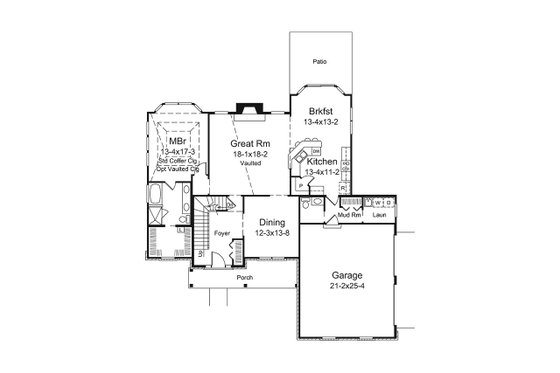 Floor Plan - Main Floor for Traditional House Plan #57-655 - 3 bed, 2.5 bath