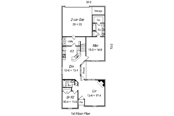 Floor Plan - Main Floor for European House Plan #329-222 - 4 bed, 3 bath
