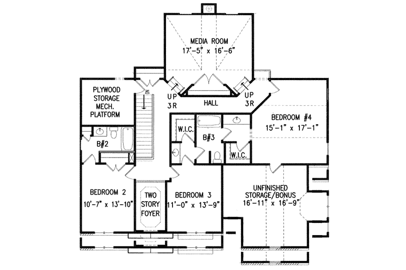 House Plan Design - Floor Plan - Upper Floor for Traditional House Plan #54-139 - 4 bed, 3.5 bath