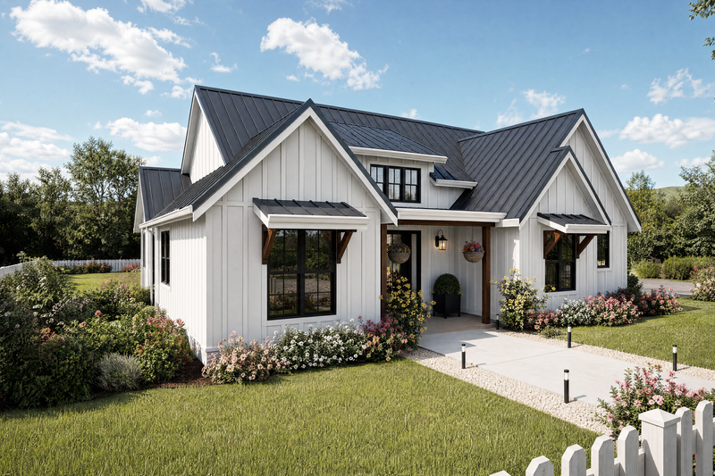 Architectural House Design - Exterior - Front Elevation 3 for Farmhouse House Plan #48-1220 - 3 bed, 2 bath