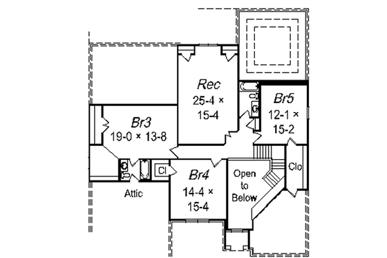 Floor Plan - Upper Floor for European House Plan #329-315 - 5 bed, 4 bath