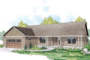 Ranch Exterior - Front Elevation Plan #124-862