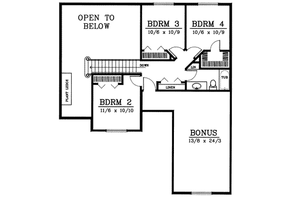 Traditional Floor Plan - Upper Floor Plan #98-203