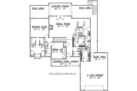 Floor Plan - Main Floor for Ranch House Plan #117-575 - 4 bed, 3.5 bath