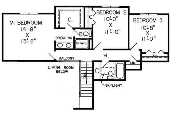Floor Plan - Upper Floor House Plan #312-262 - 3 bed, 2.5 bath