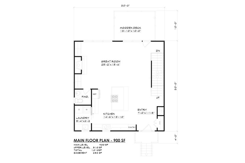 Home Plan - Floor Plan - Main Floor for Farmhouse House Plan #30-370 - 3 bed, 2.5 bath