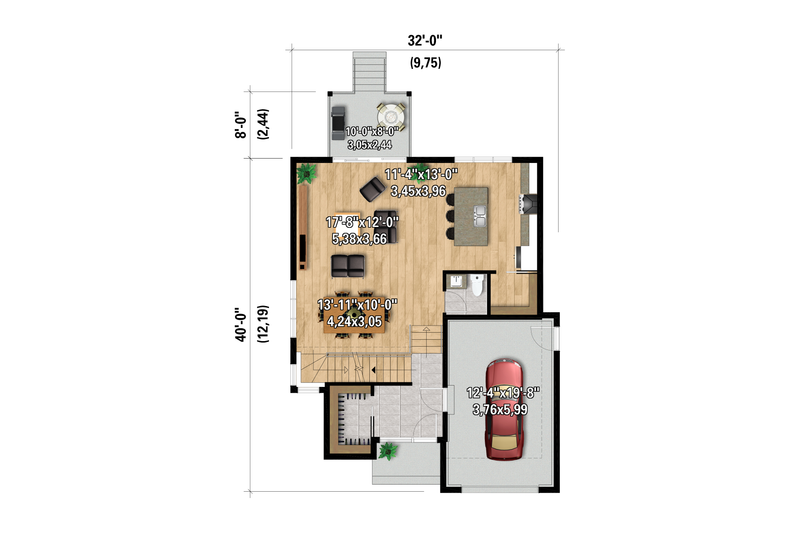 Dream House Plan - Floor Plan - Main Floor for European House Plan #25-5005 - 3 bed, 1.5 bath