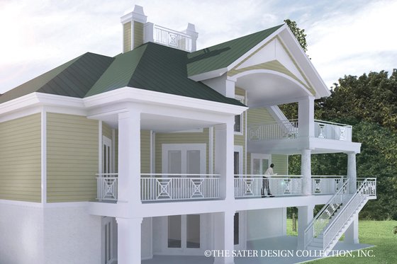 Exterior - Rear Elevation 1 for Southern House Plan #930-18 - 3 bed, 3.5 bath