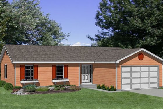 Exterior - Front Elevation for Ranch House Plan #116-165 - 3 bed, 2 bath