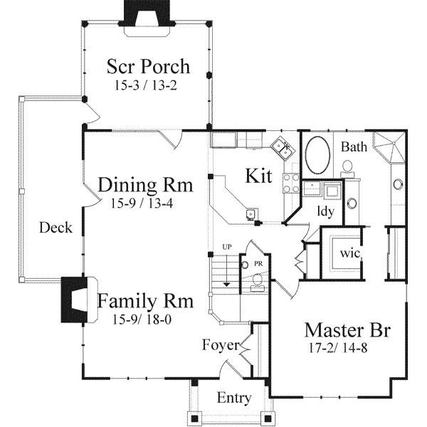 Craftsman Floor Plan - Main Floor Plan #71-129