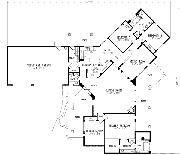 Dream House Plan - Adobe / Southwestern Floor Plan - Main Floor Plan #1-599