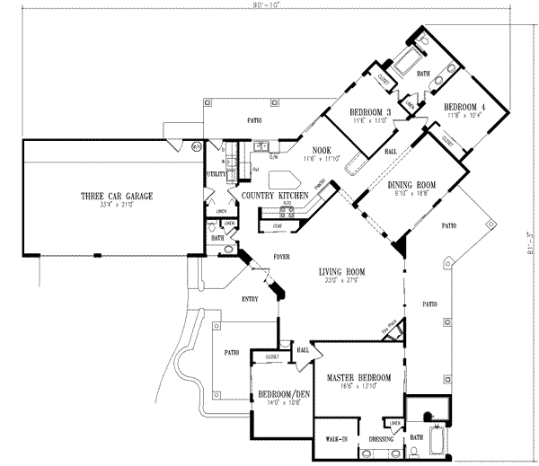 Adobe / Southwestern Floor Plan - Main Floor Plan #1-599