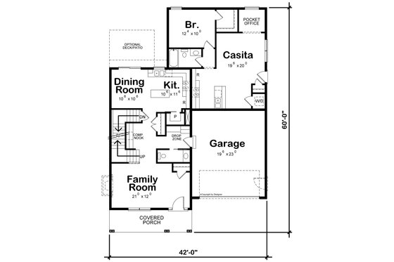 Floor Plan - Main Floor for Traditional House Plan #20-2441 - 4 bed, 3.5 bath