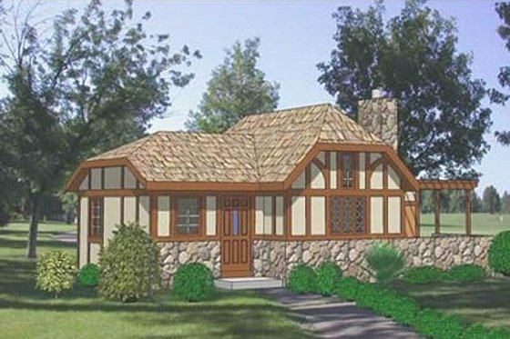 Exterior - Front Elevation for Tudor House Plan #116-222 - 1 bed, 1 bath