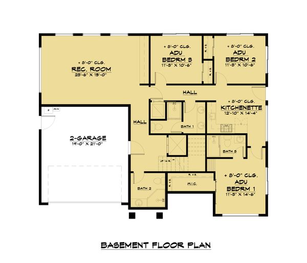 Modern Floor Plan - Lower Floor Plan #1066-105