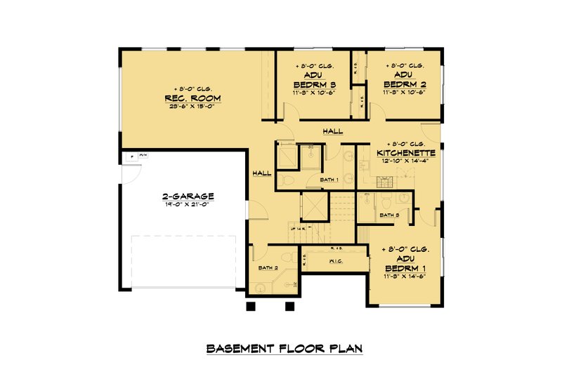 House Design - Floor Plan - Lower Floor for Modern House Plan #1066-105 - 7 bed, 8.5 bath